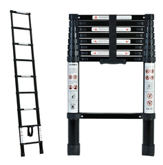 Black 2.6m Portable Telescopic Ladder With Carry Bag