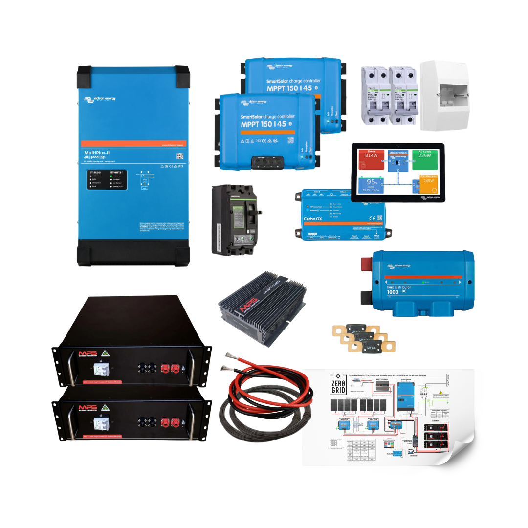 48V Large Bus 3000W Premium and Big Capacity Off-Grid Kit with 10kWh MPS lithium batteries