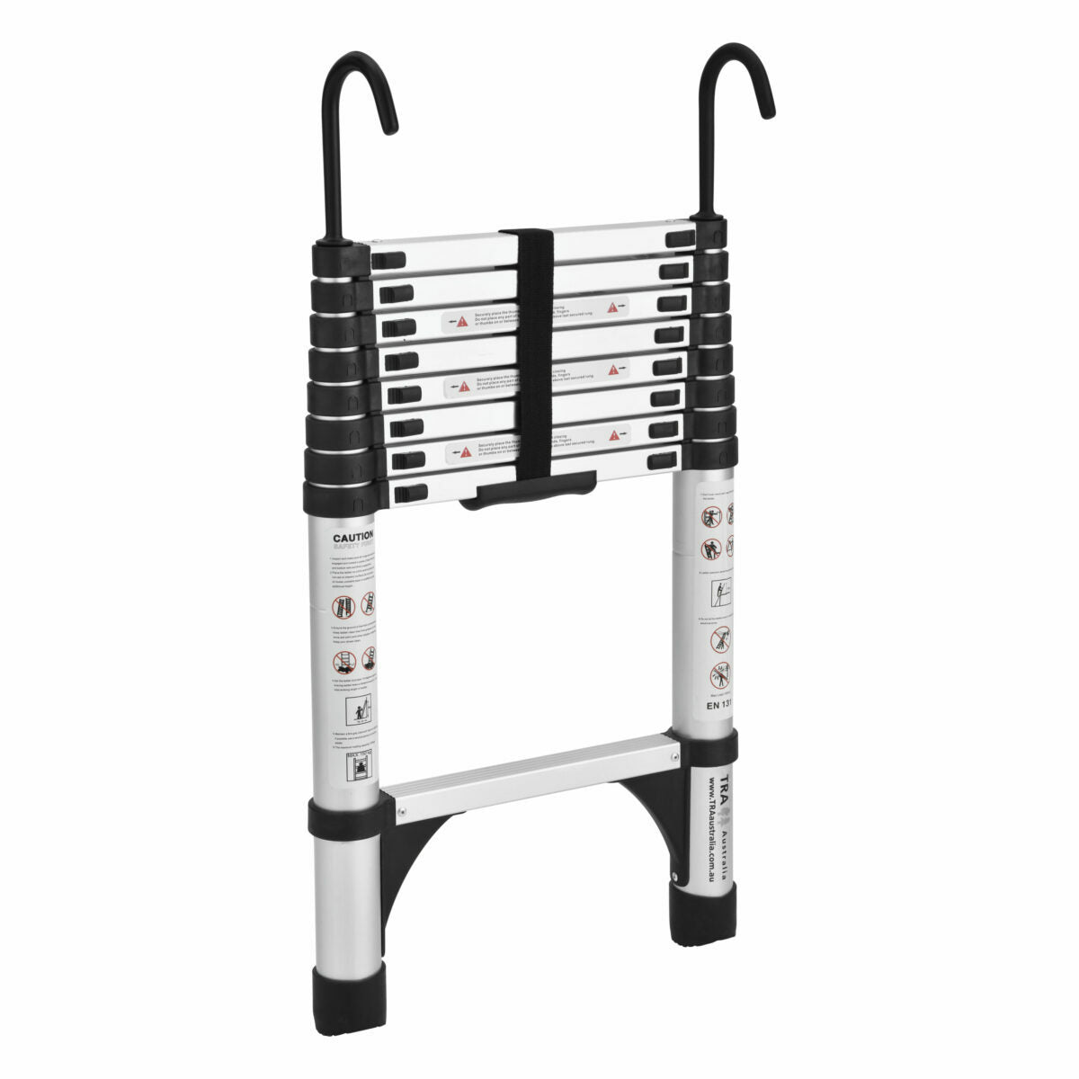 2.6m Portable Telescopic Ladder With Hooks And Carry Bag