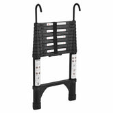 Black 3.2m Portable Telescopic Ladder With Hooks And Carry Bag