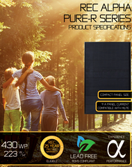 REC Solar 410 Watt ALPHA PURE R 30mm Black Frame Solar Panel