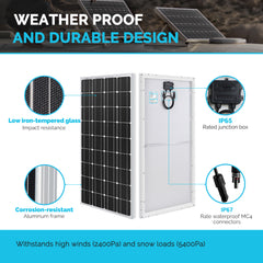 Solar Panel | Renogy |  100 Watt 12 Volt Lightweight ETFE Monocrystalline Solar Panel