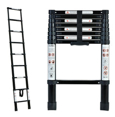 Black 2.6m Portable Telescopic Ladder With Carry Bag