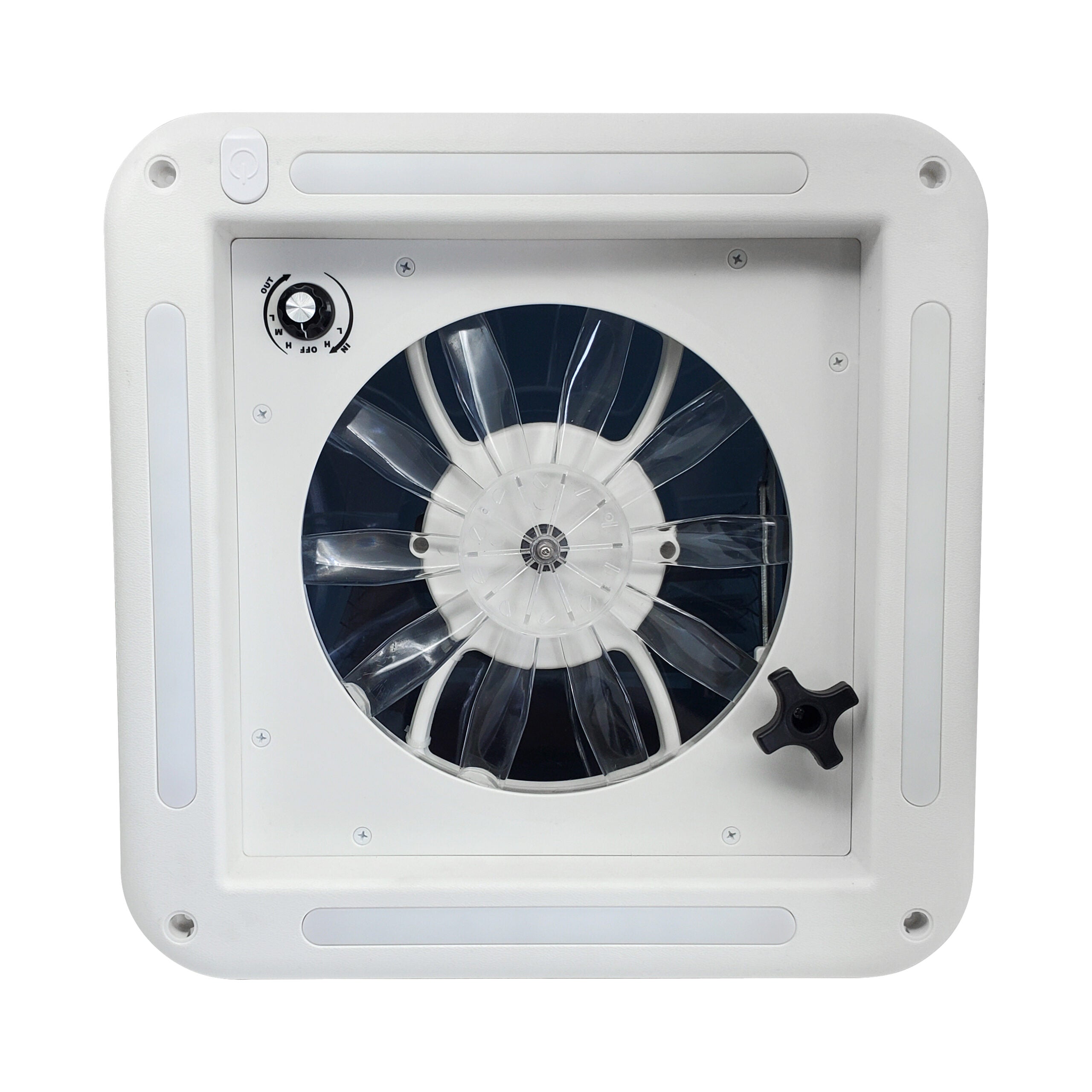12V Shower Roof Vent With LED Lights And Tinted Lid Suits Roof Thickness 50-80mm
