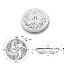 White 6.5inch Waterproof 120 Watt Low-Profile Speaker (Pair)