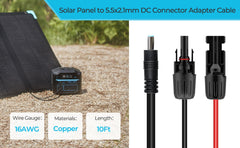 Solar Panel Accessories | Renogy | 3m 16AWG Solar Connector to 5.5x2.1mm DC Connector Adapter Cable