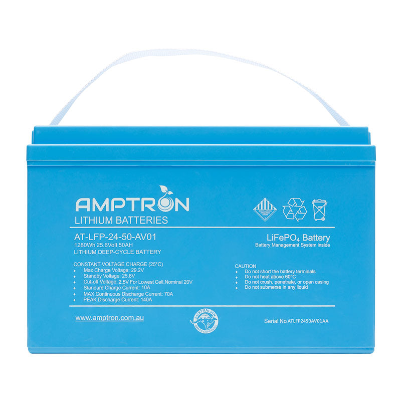 24V 50Ah / 70A Continuous Discharge LiFePO4 Battery