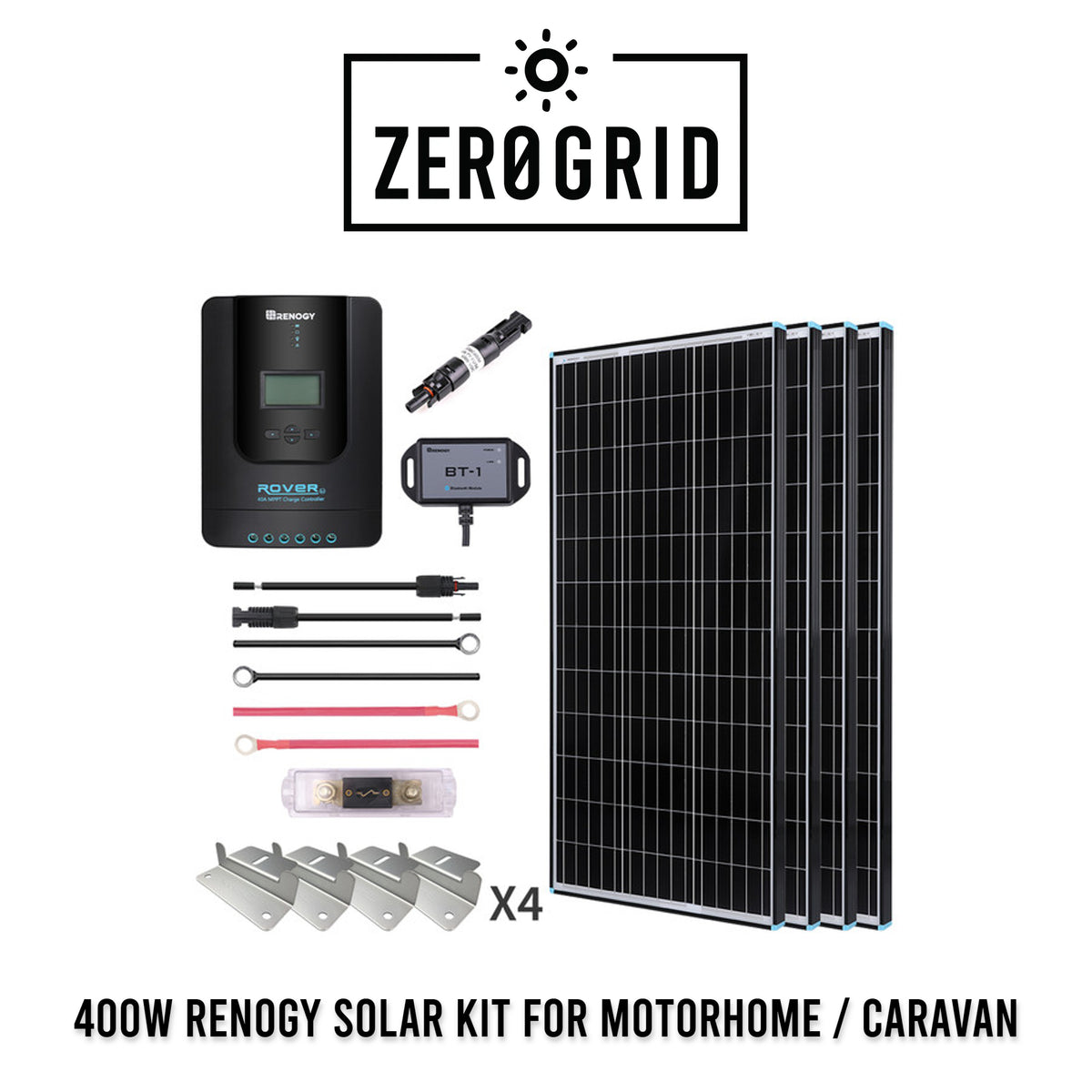DIY Kit | Renogy | 400 Watts 12/24 Volt Solar Panel Premium Kit with 40A Rover Li MPPT